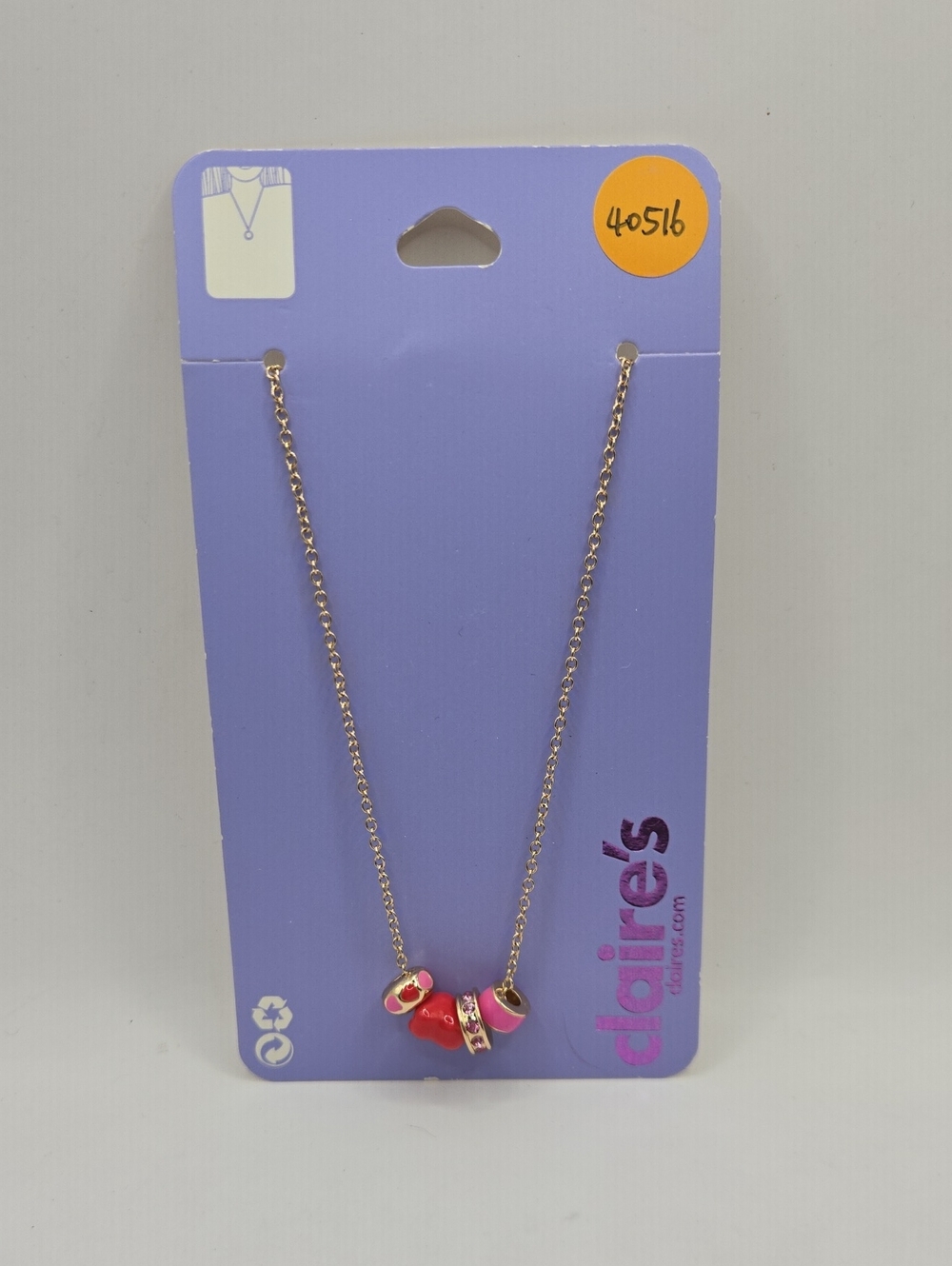 NEW Claire's Gold-Tone Necklace with Pink and Red Beads